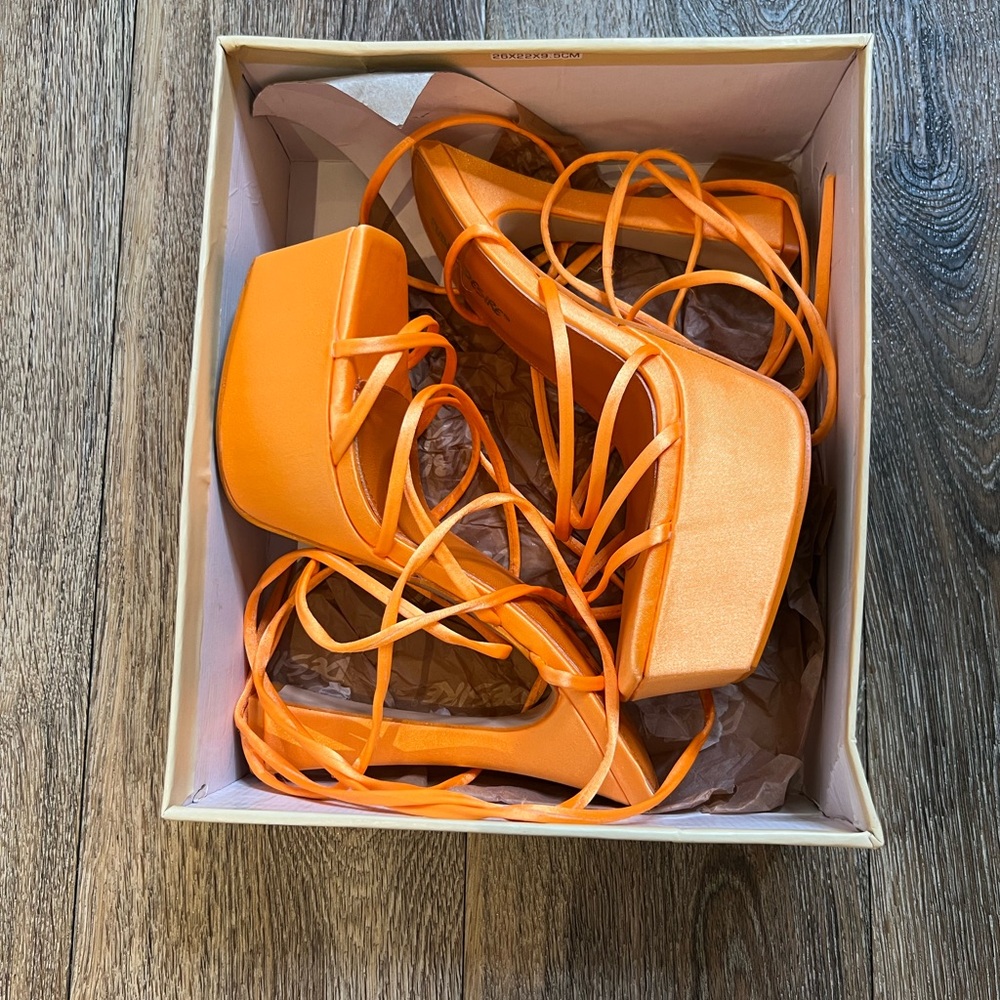 Public Desire Orange Platform Heels